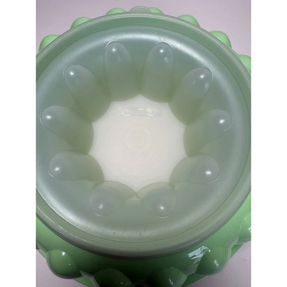 Tupperware Jel-Ring Mold Mint Green 3 Piece Set Fluted Gelatin 1202 Vintage